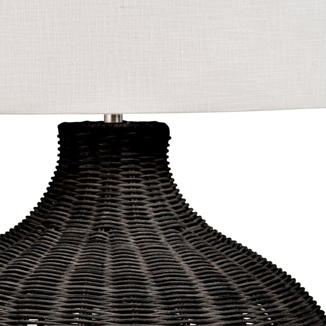 Allona Black Rattan Round Table Lamp