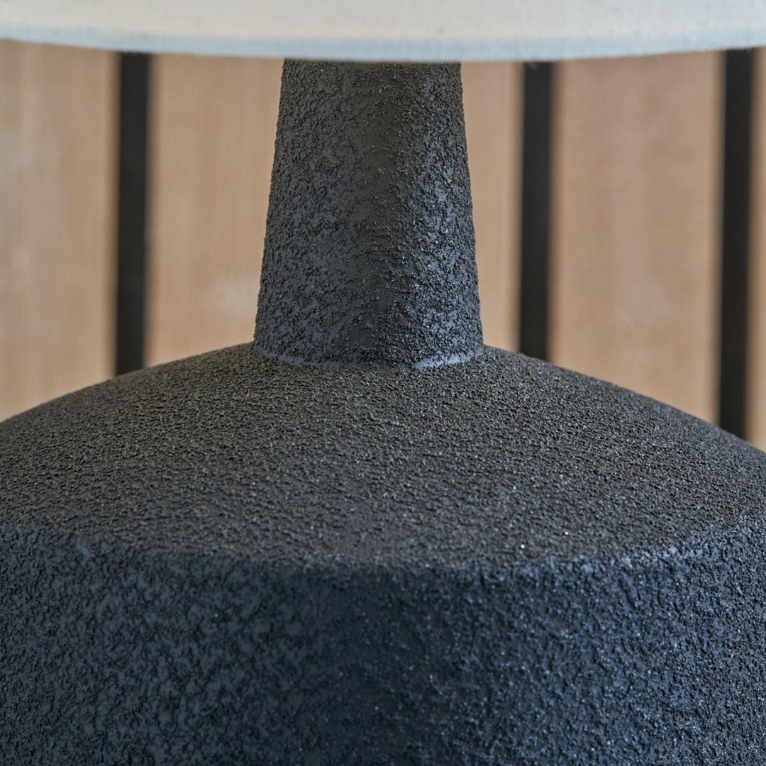 Elio Black & Wood Ceramic Table Lamp with White Shade