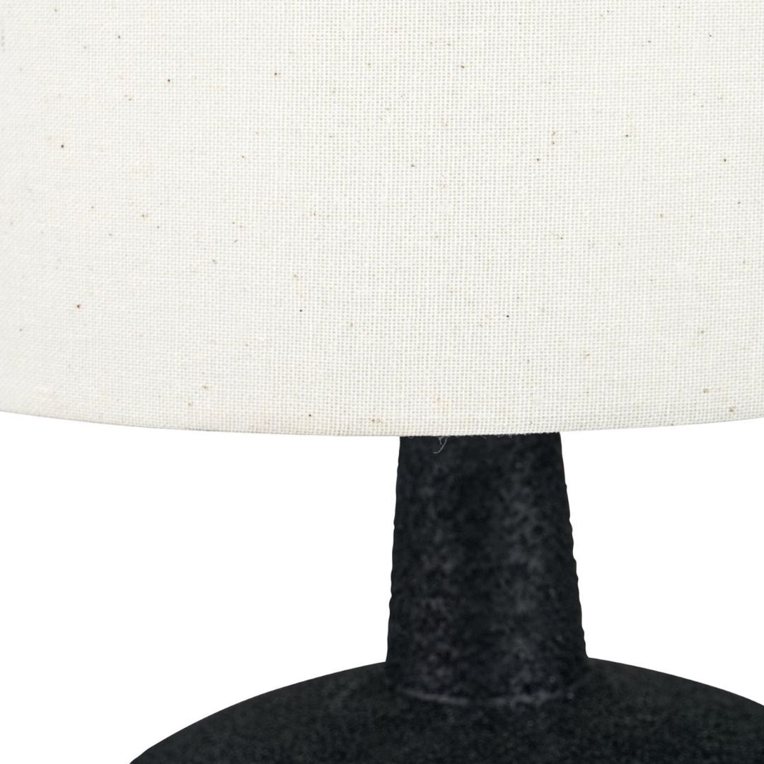 Elio Black & Wood Ceramic Table Lamp with White Shade