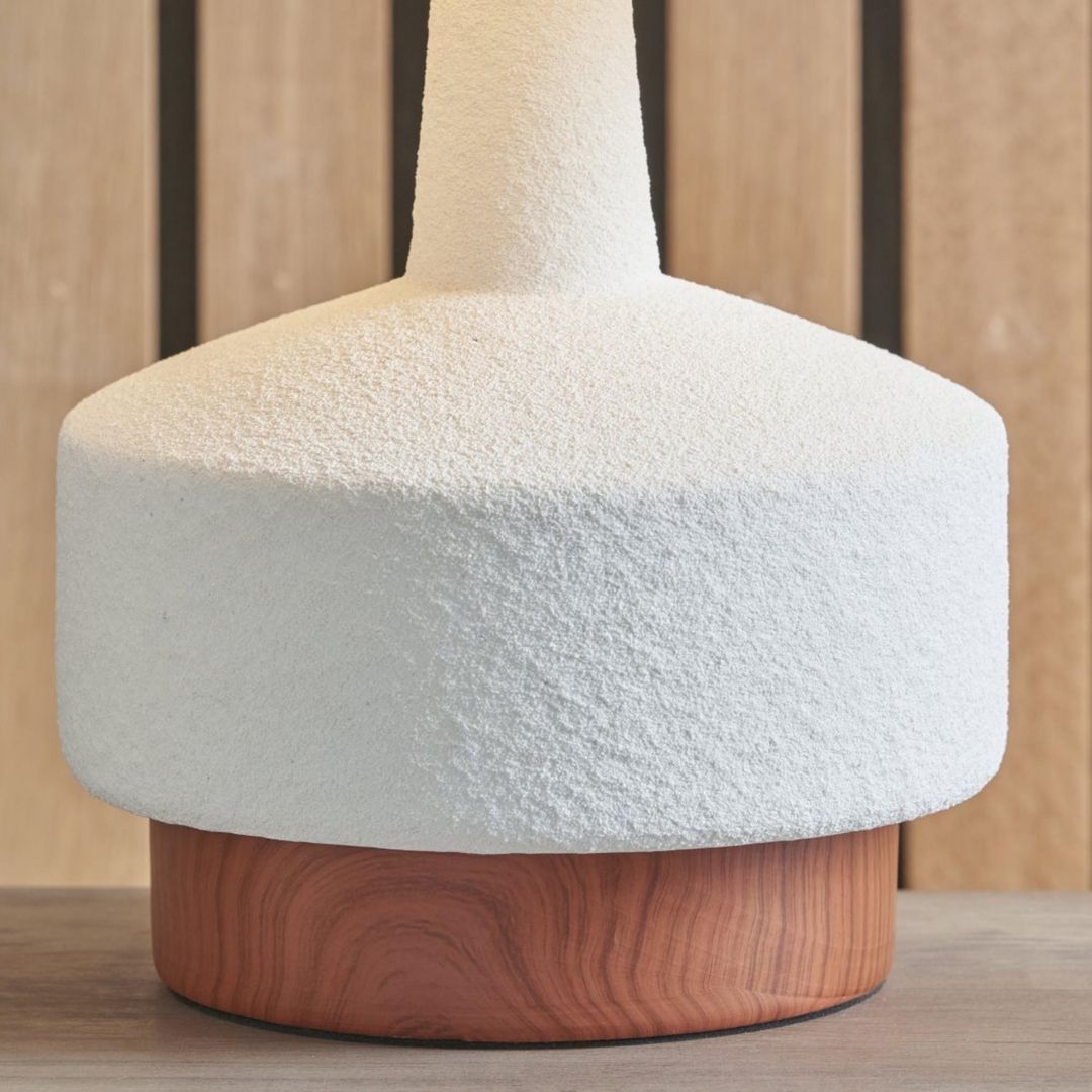 Elio White & Wood Ceramic Table Lamp