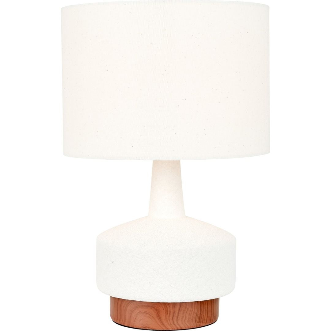Elio White & Wood Ceramic Table Lamp