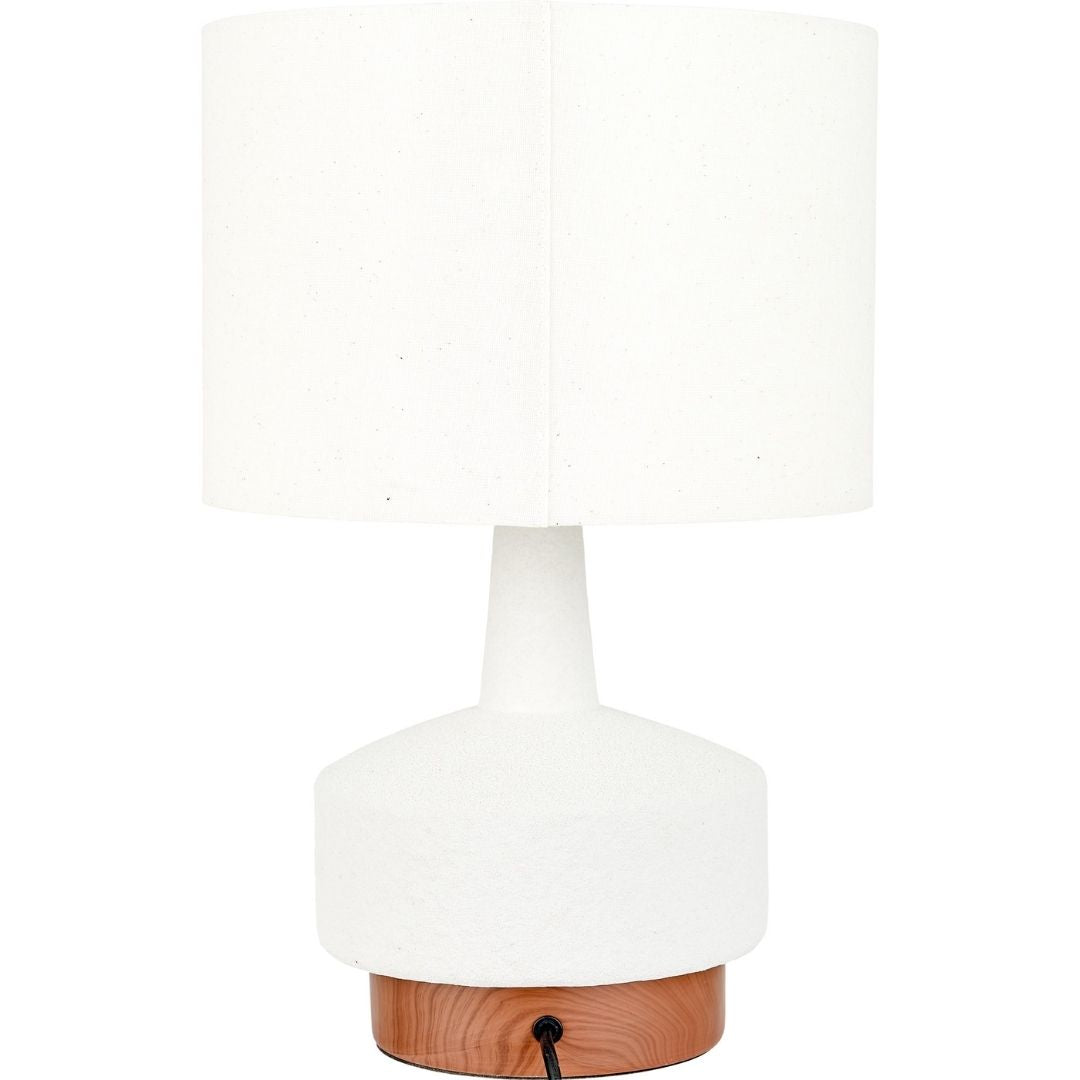 Elio White & Wood Ceramic Table Lamp