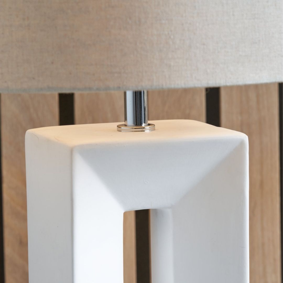 Block Tall White Ceramic Table Lamp