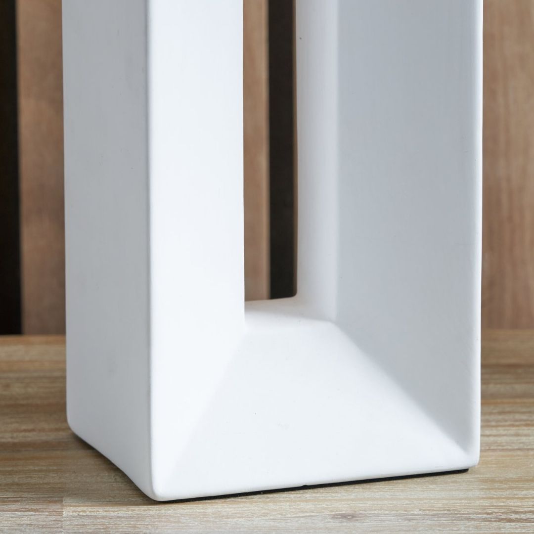 Block Tall White Ceramic Table Lamp