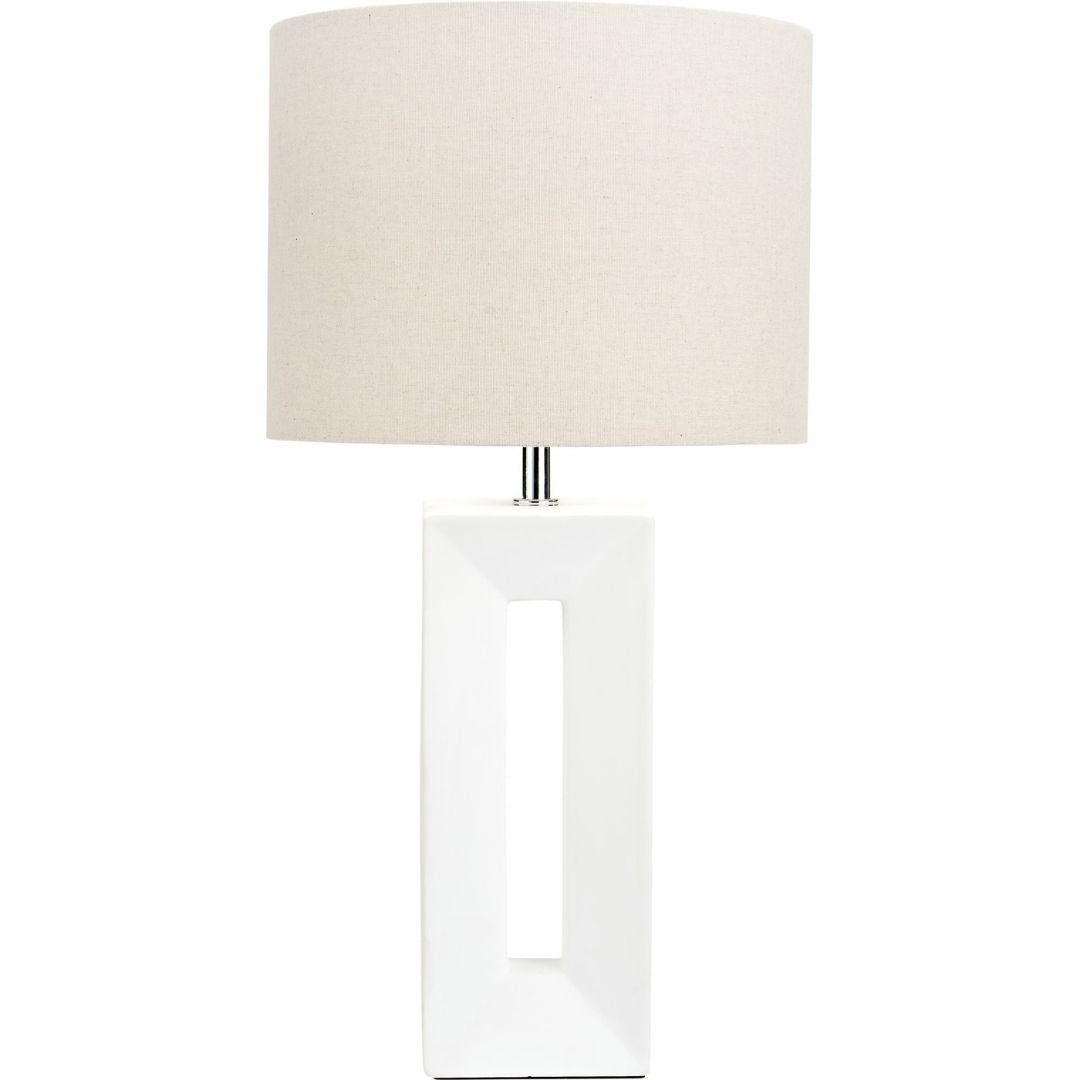 Block Tall White Ceramic Table Lamp