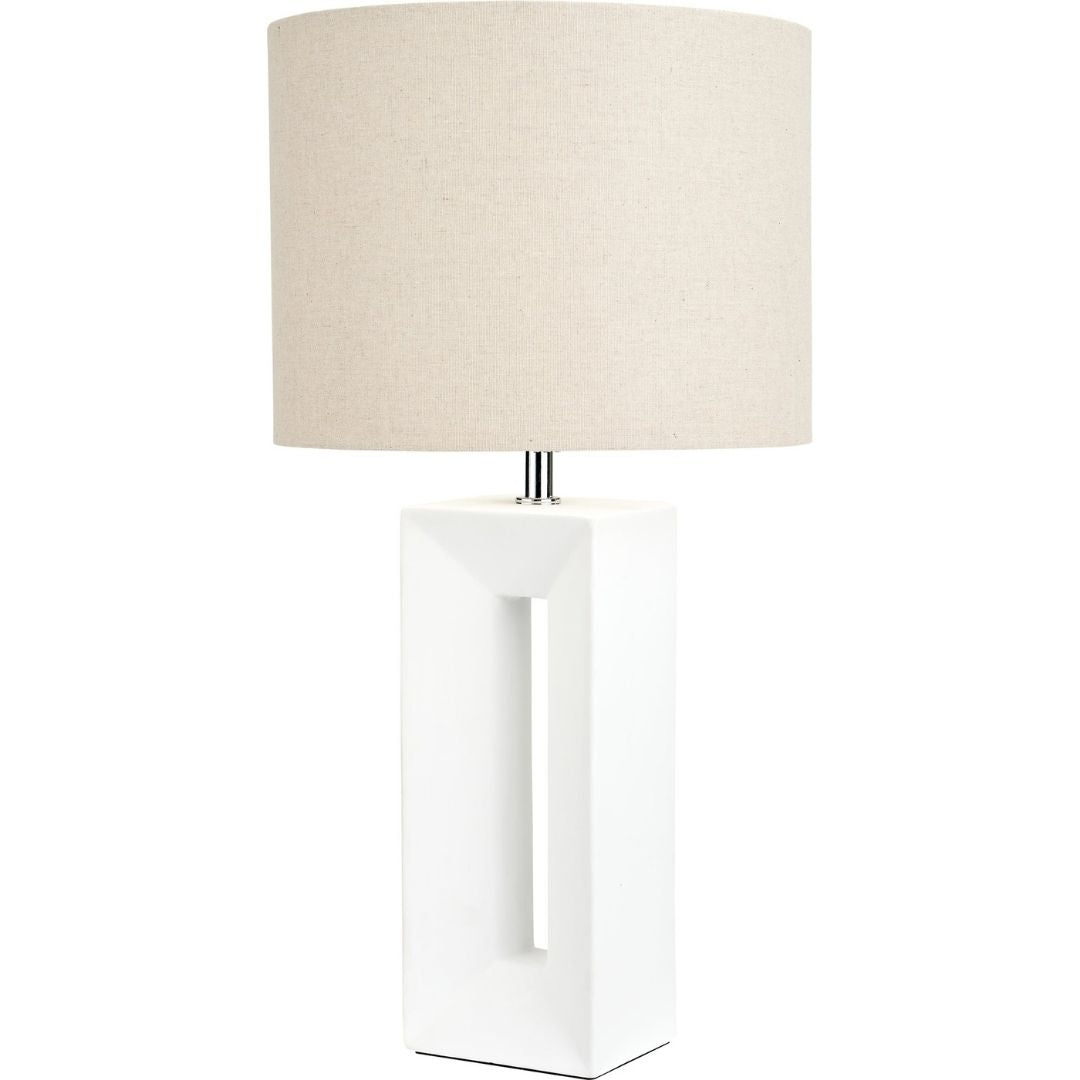 Block Tall White Ceramic Table Lamp