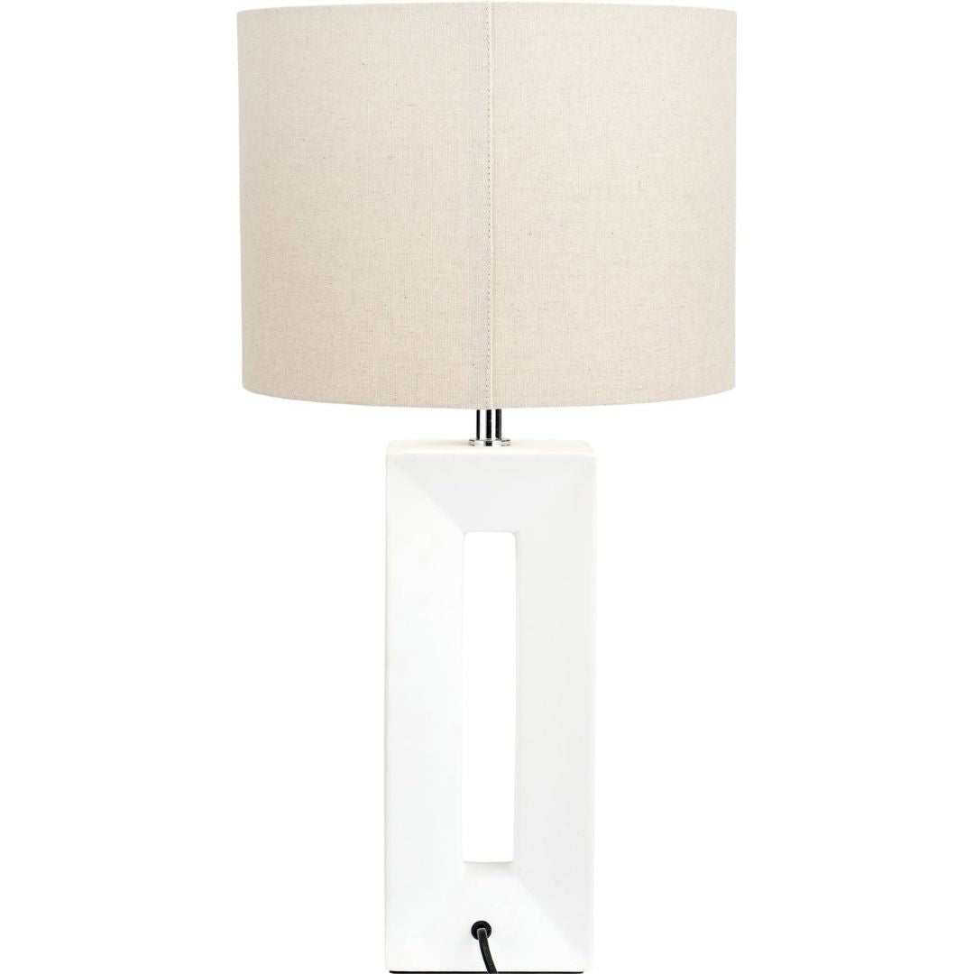 Block Tall White Ceramic Table Lamp