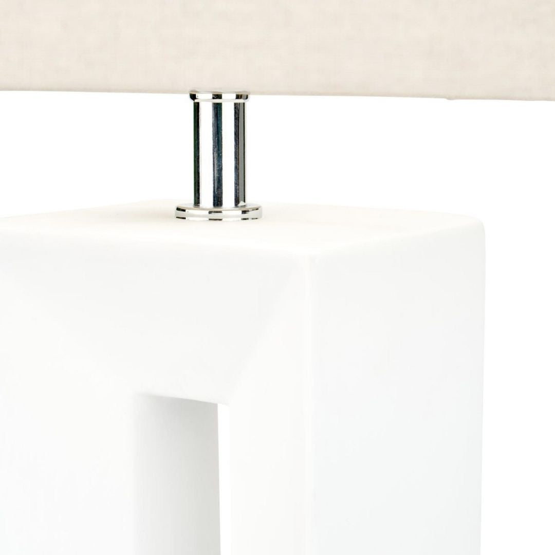 Block Tall White Ceramic Table Lamp