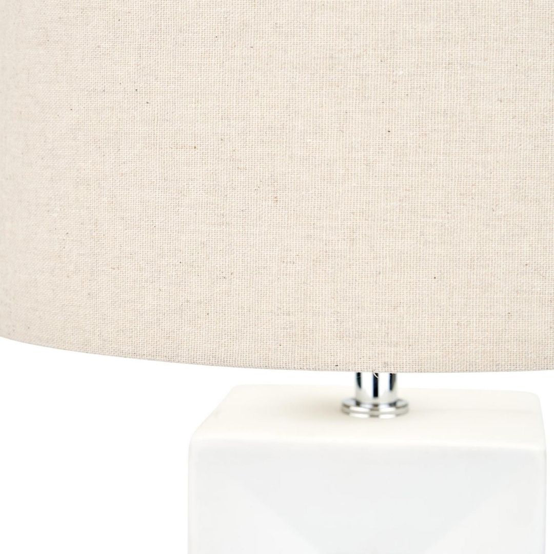 Block Tall White Ceramic Table Lamp