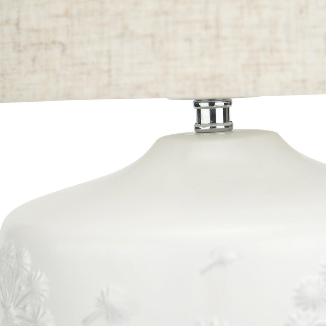 Flora Small White Floral Ceramic Table Lamp