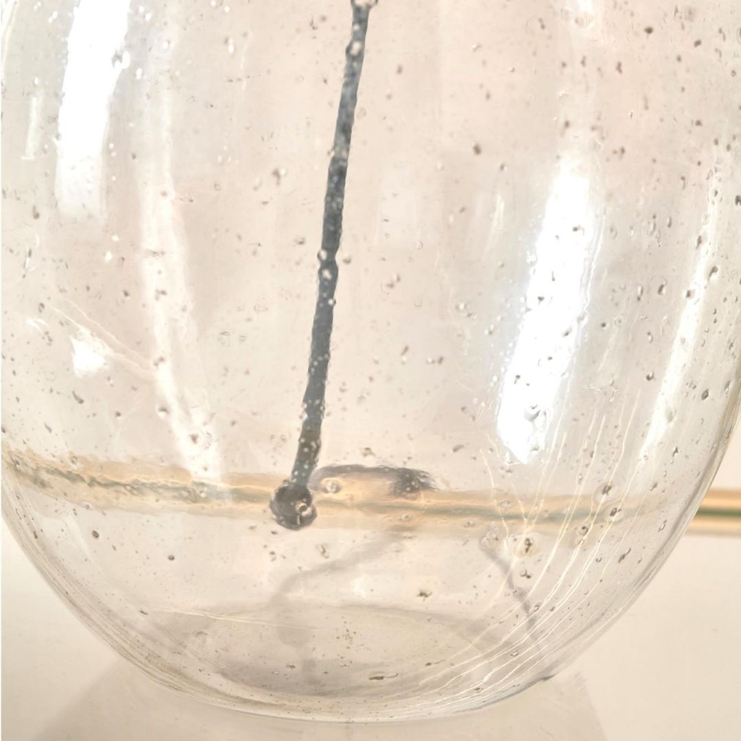 Elysia Round Bubble Glass Table Lamp with Silver Shade