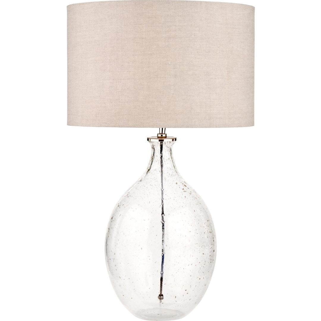 Elysia Round Bubble Glass Table Lamp with Silver Shade