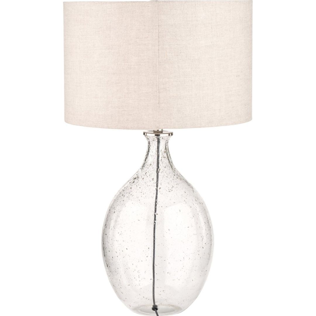 Elysia Round Bubble Glass Table Lamp with Silver Shade