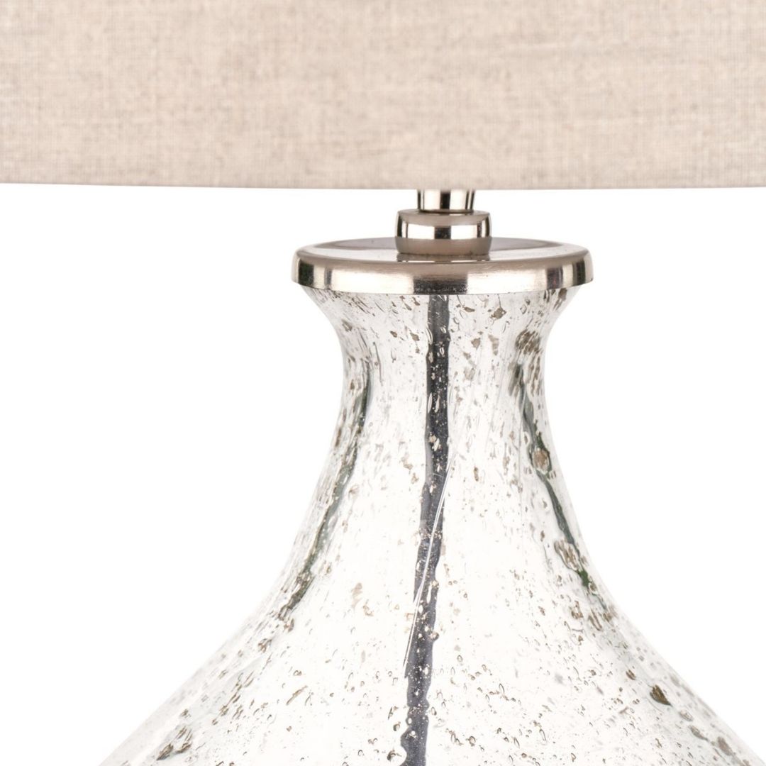 Elysia Round Bubble Glass Table Lamp with Silver Shade