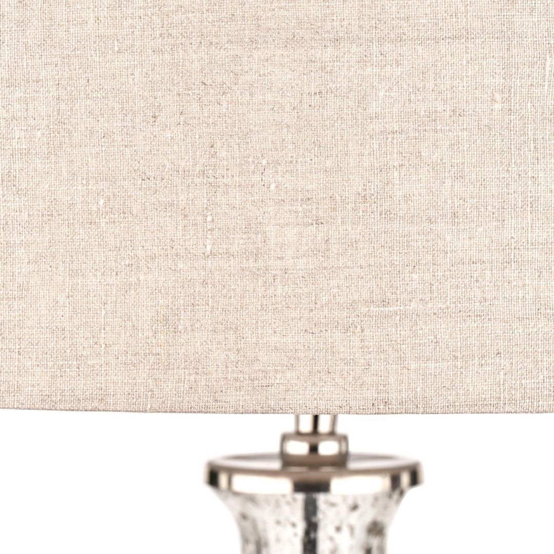Elysia Round Bubble Glass Table Lamp with Silver Shade