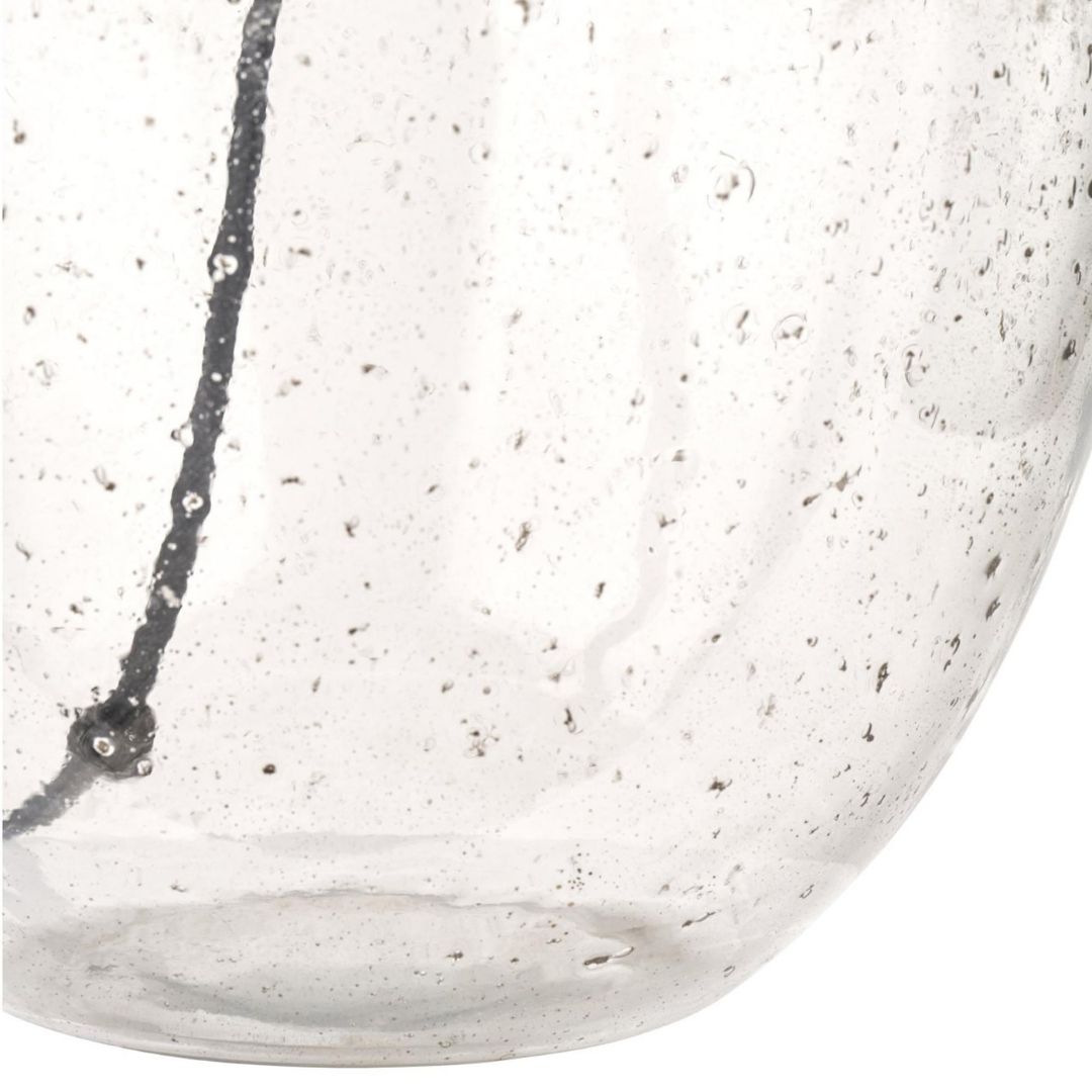 Elysia Round Bubble Glass Table Lamp with Silver Shade