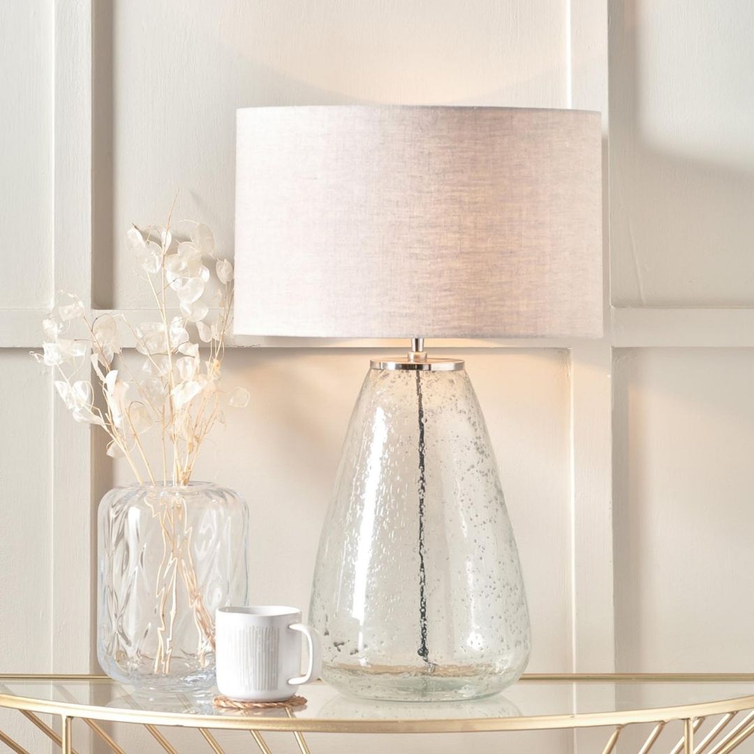 Elysia Bubble Glass Table Lamp with Silver Shade