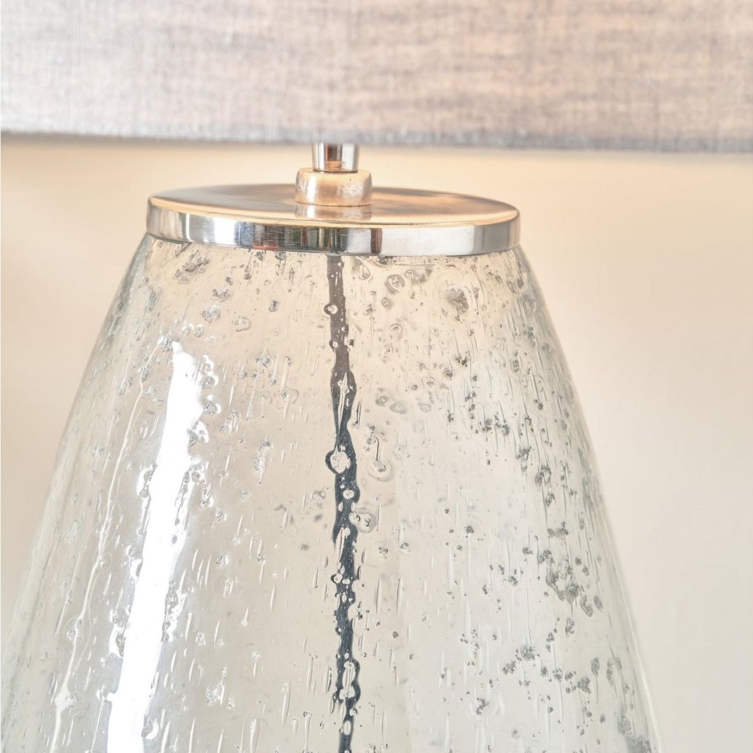 Elysia Bubble Glass Table Lamp with Silver Shade