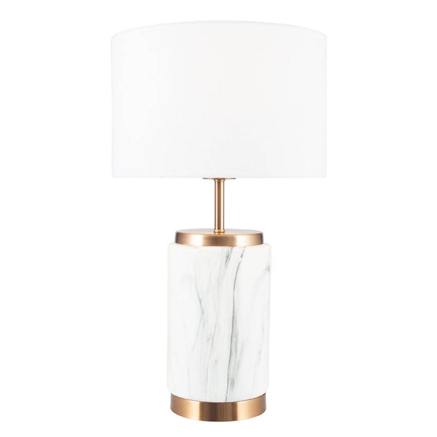 Carrara Marble and Gold 49.5cm Table Lamp with White Drum Shade