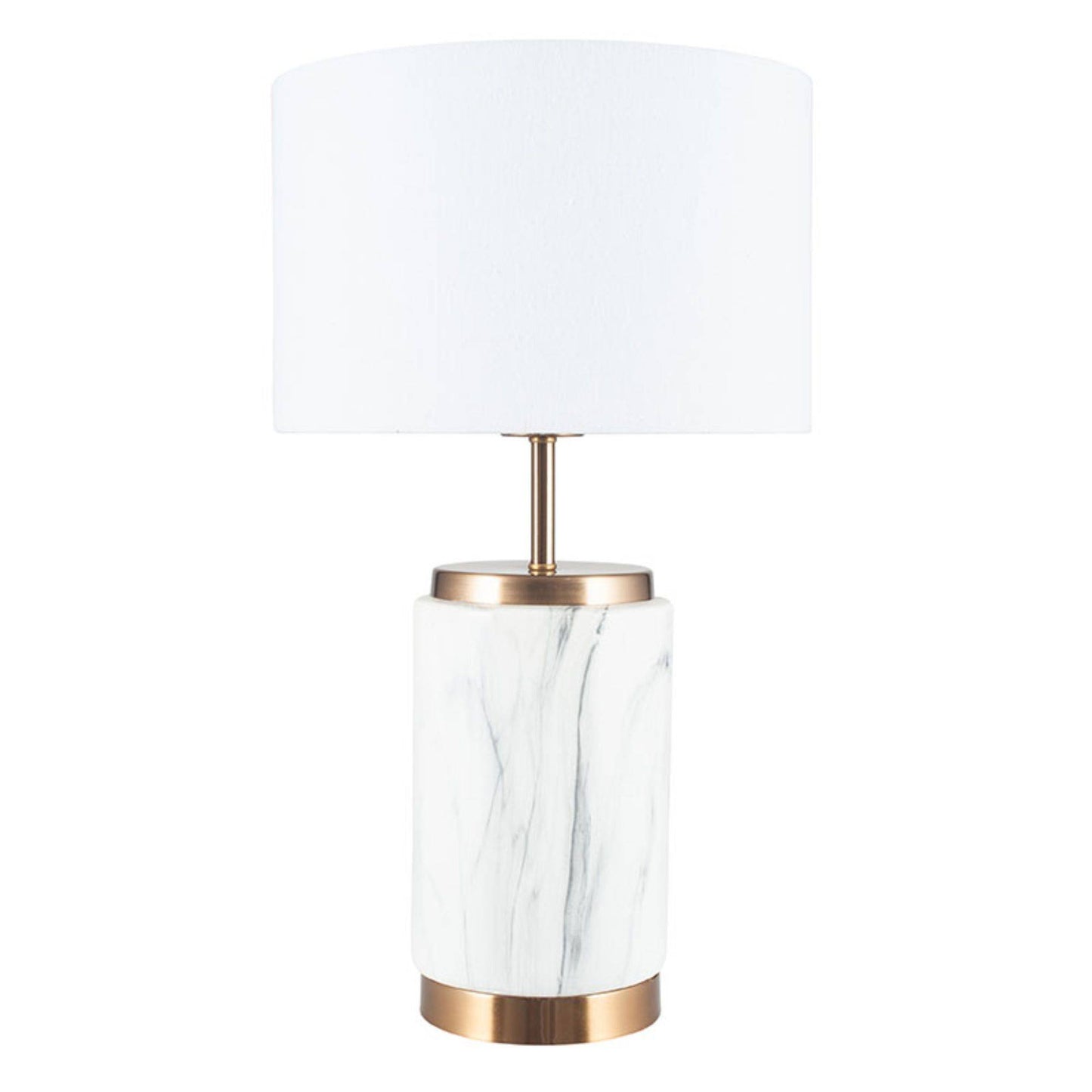 Carrara Marble and Gold 49.5cm Table Lamp with White Drum Shade