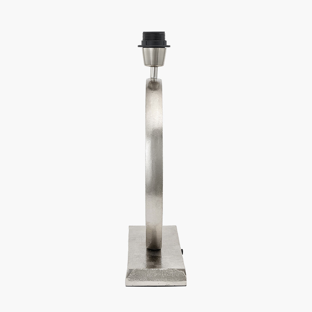Orla Shiny Silver Metal Statement Circle Table Lamp