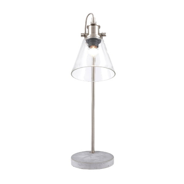 Chaplin Concrete & Chrome Desk Table Lamp with Glass Shade