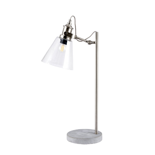 Chaplin Concrete & Chrome Desk Table Lamp with Glass Shade