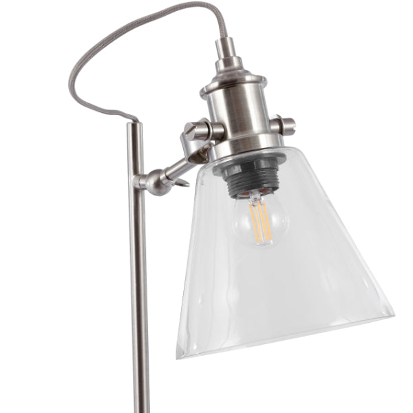 Chaplin Concrete & Chrome Desk Table Lamp with Glass Shade
