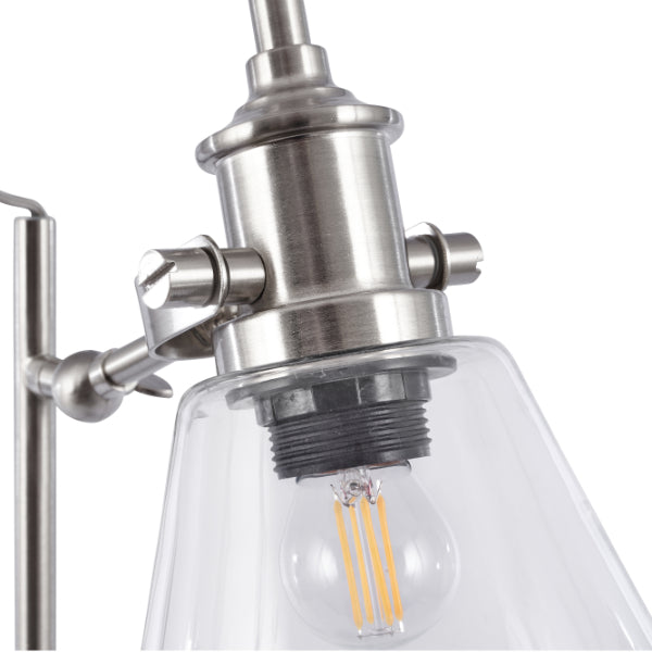Chaplin Concrete & Chrome Desk Table Lamp with Glass Shade