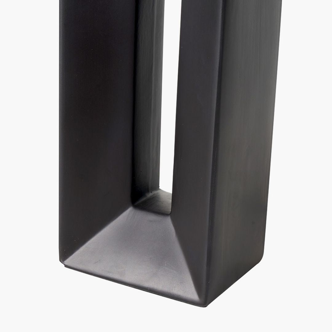 Block Tall Black Ceramic Table Lamp with Neutral Shade