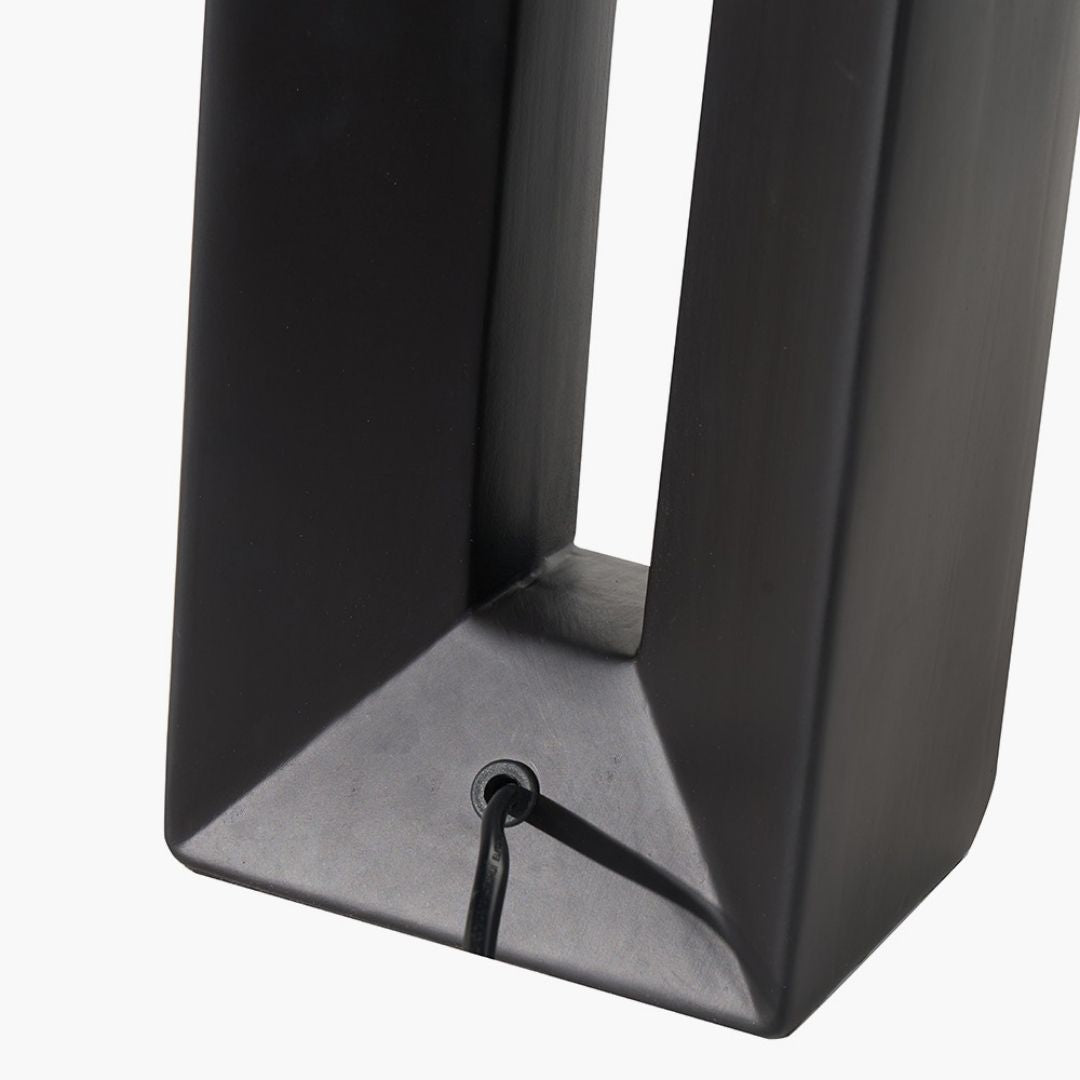 Block Tall Black Ceramic Table Lamp with Neutral Shade