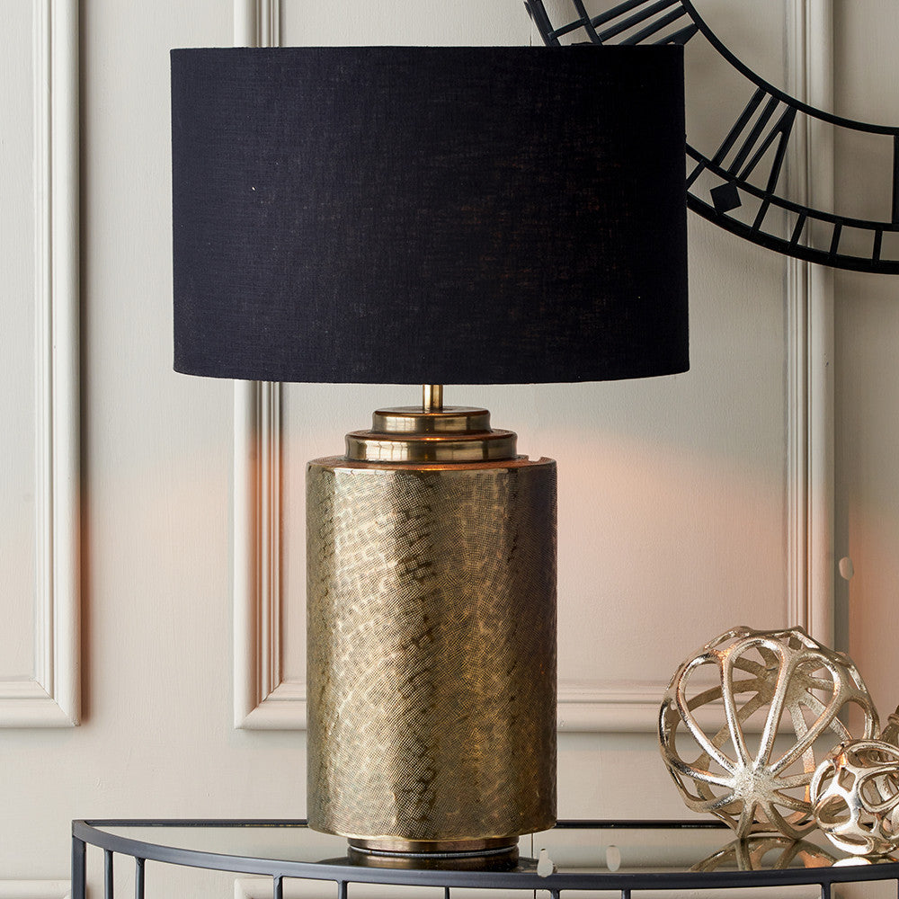 Zuri Large Antique Brass Metal Pot Table Lamp