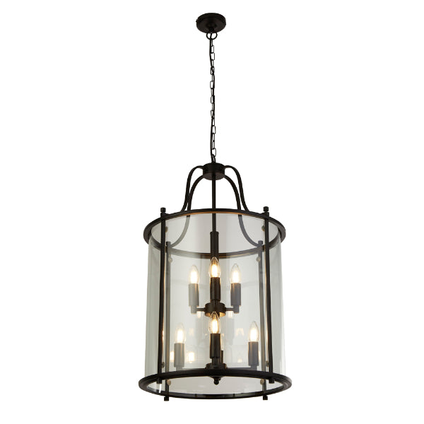 Lantern 8 Light Black Ceiling Pendant
