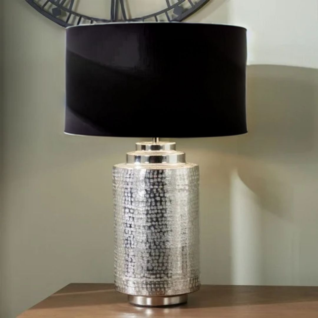 Zuri Large Silver Metal Pot Table Lamp
