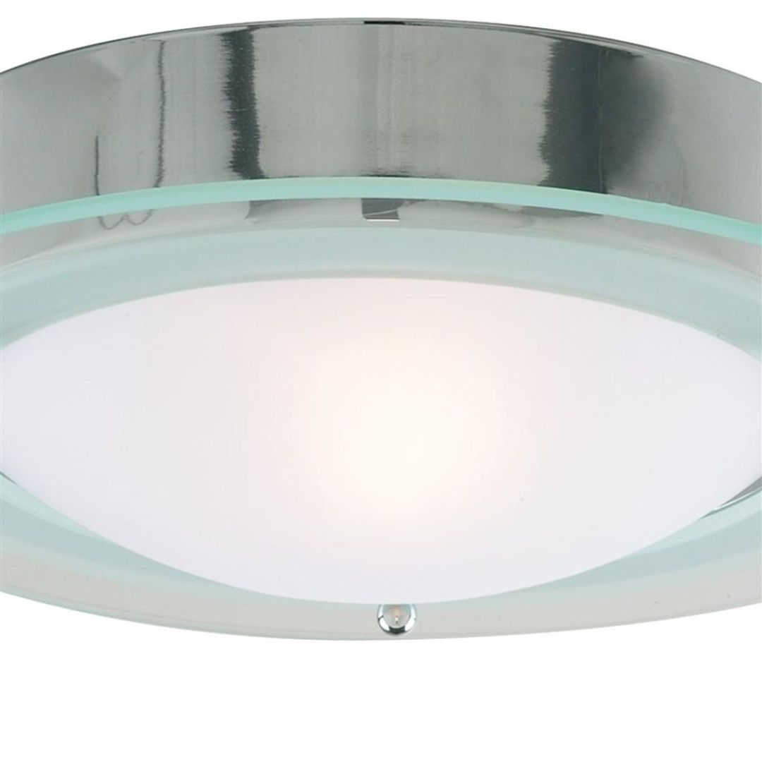Flush Bathroom Ceiling Light Polished Chrome 30cm