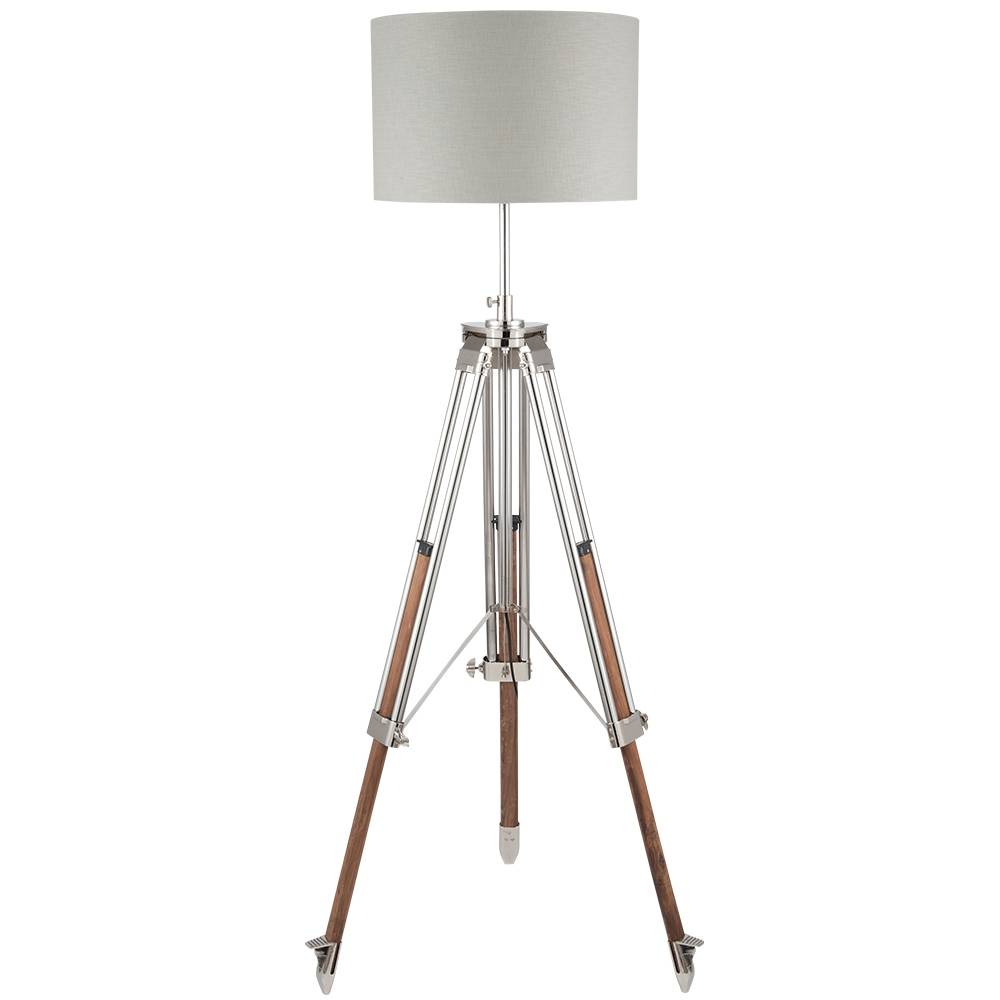 Port 202cm Tripod Floor Lamp Wood Satin Nickel