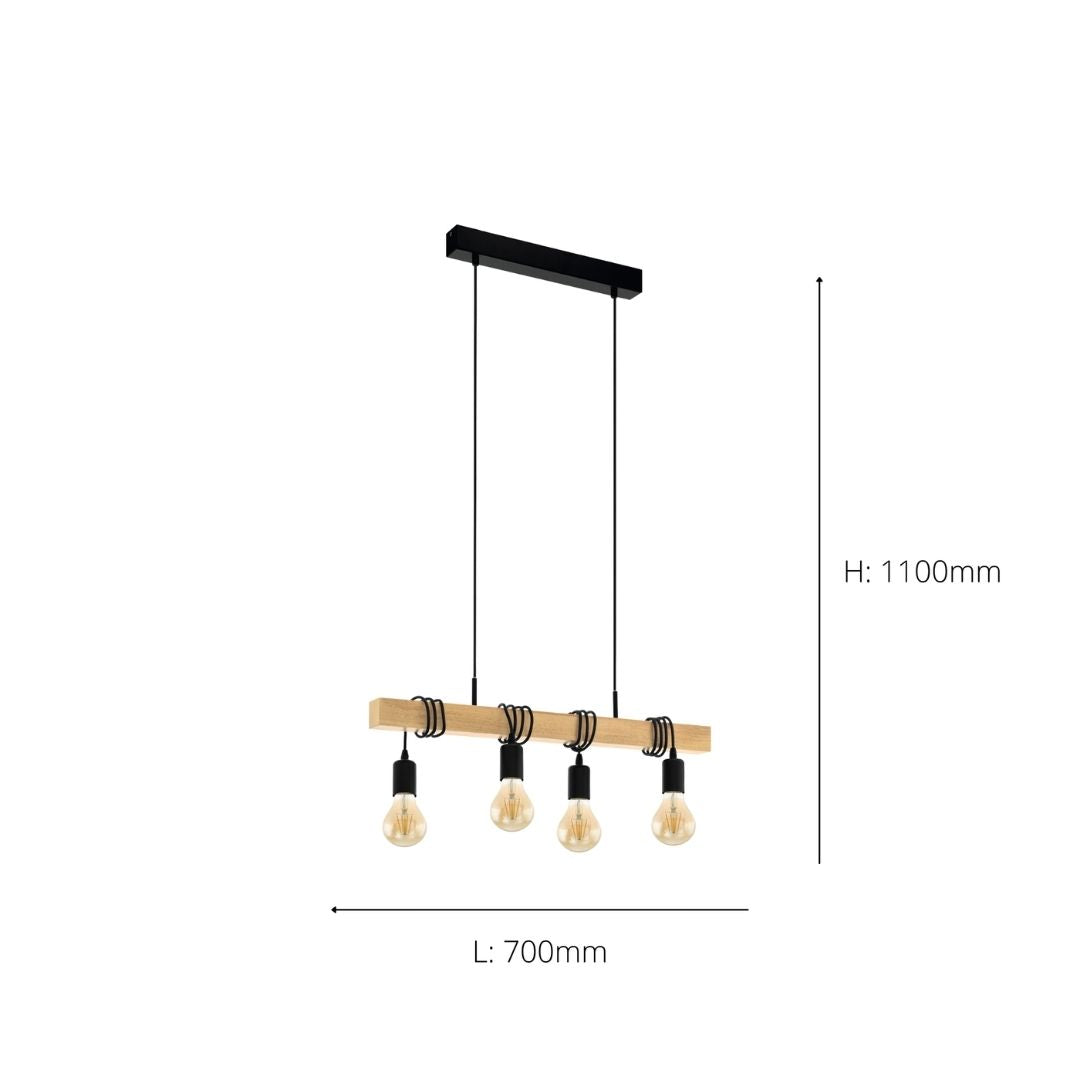 Townshend 4 Light Wooden Ceiling Light