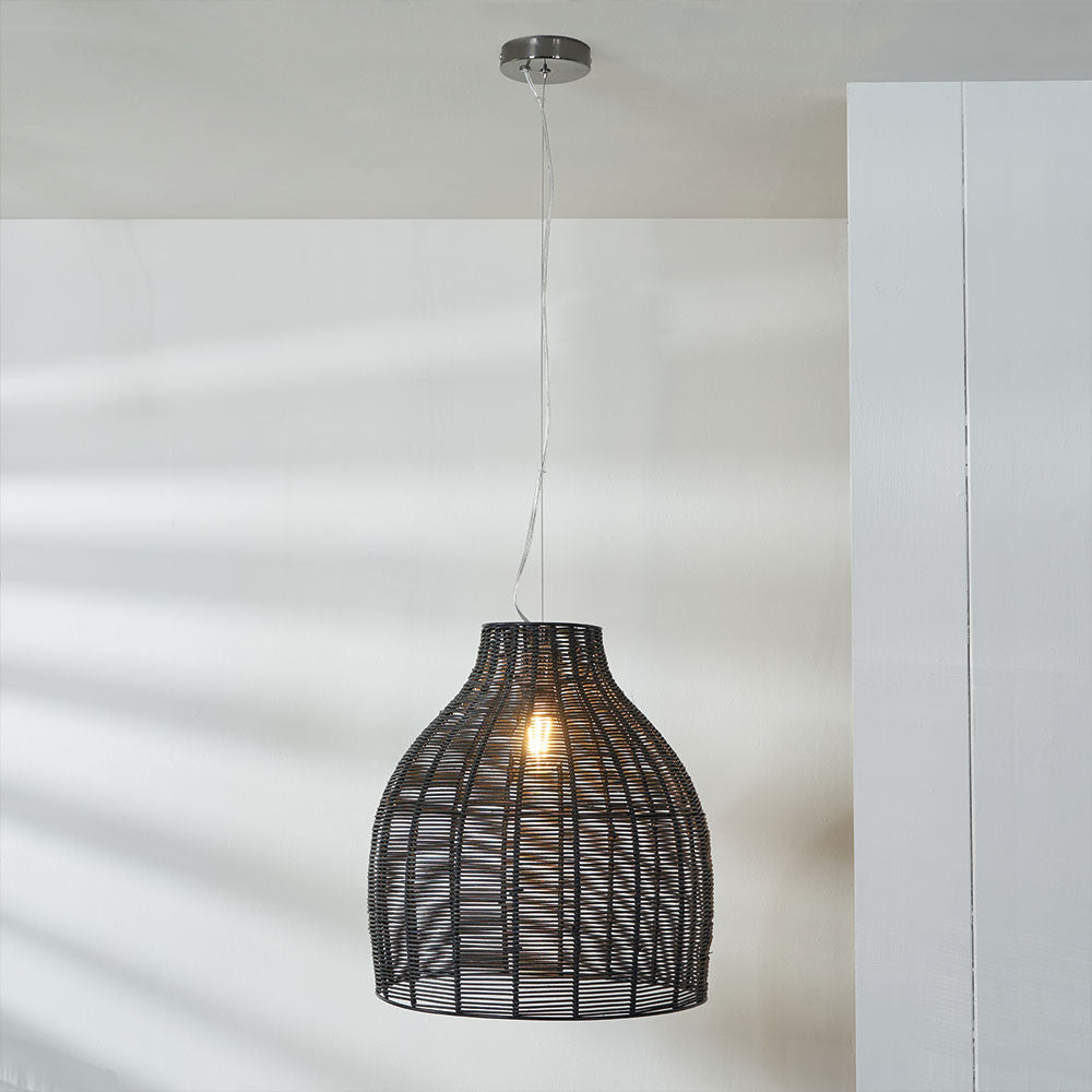 Casewell Black Rattan Coche Pendant Ceiling Light