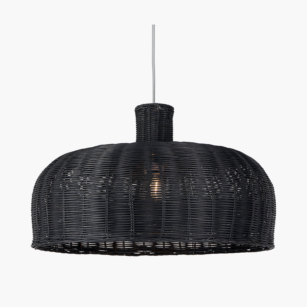 Casewell Black Rattan Dome Pendant Ceiling Light