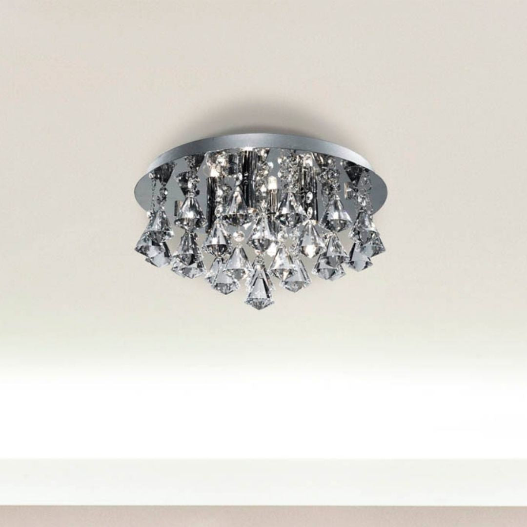 Hanna 4 Light Chrome & Crystal Flush Ceiling Light
