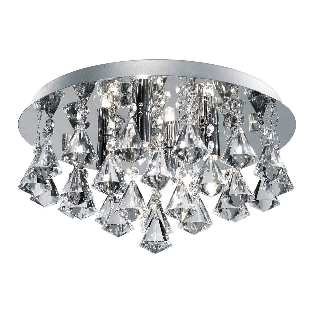 Hanna 4 Light Chrome & Crystal Flush Ceiling Light