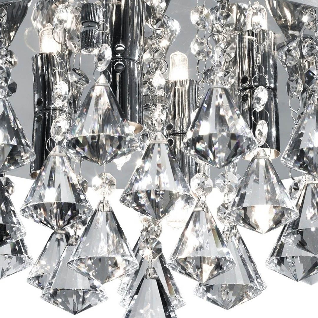 Hanna 4 Light Chrome & Crystal Flush Ceiling Light