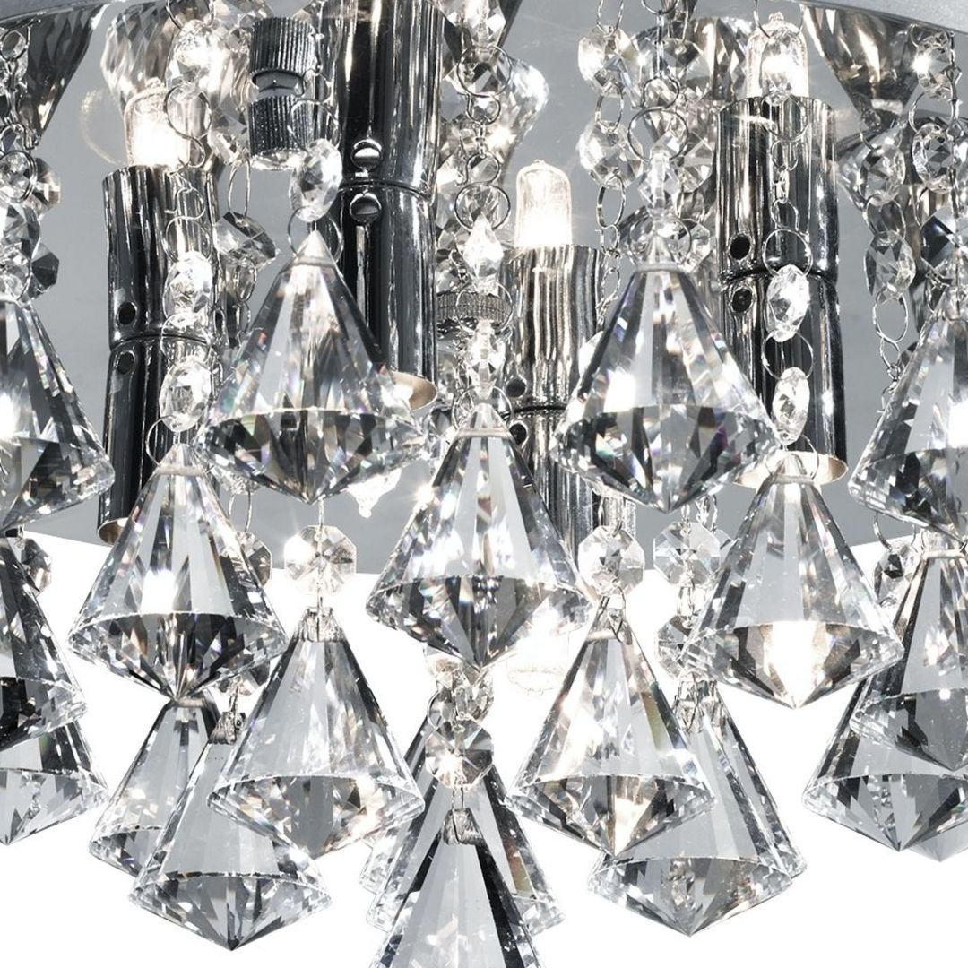 Hanna 4 Light Chrome & Crystal Flush Ceiling Light