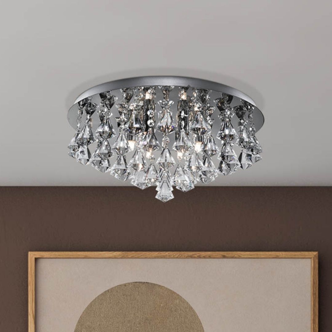 Hanna 6 Light Chrome & Crystal Flush Ceiling Light