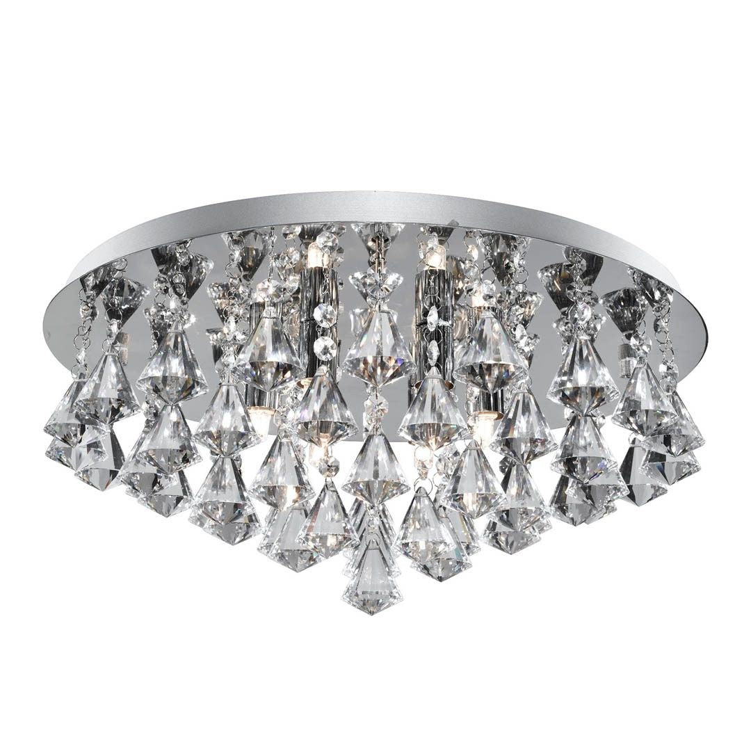 Hanna 6 Light Chrome & Crystal Flush Ceiling Light