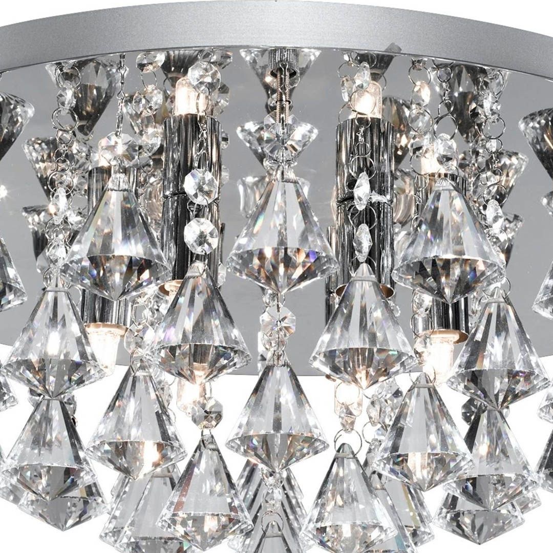 Hanna 6 Light Chrome & Crystal Flush Ceiling Light