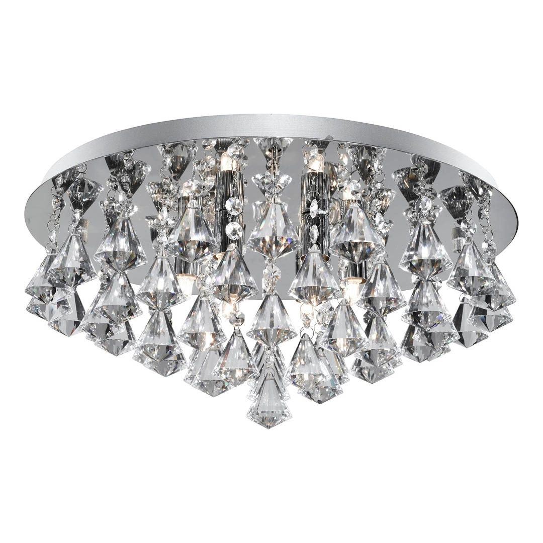 Hanna 8 Light Chrome & Crystal Flush Ceiling Light
