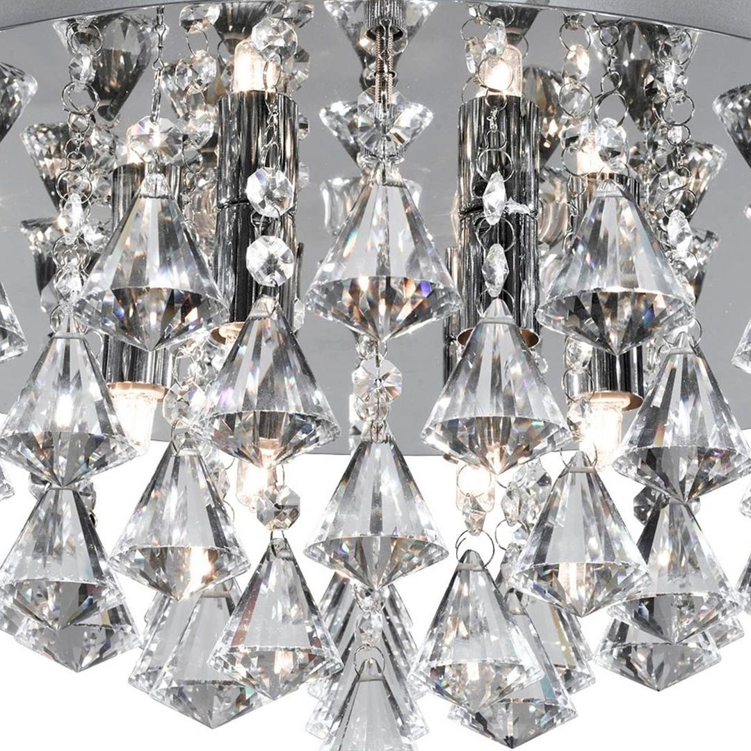 Hanna 8 Light Chrome & Crystal Flush Ceiling Light