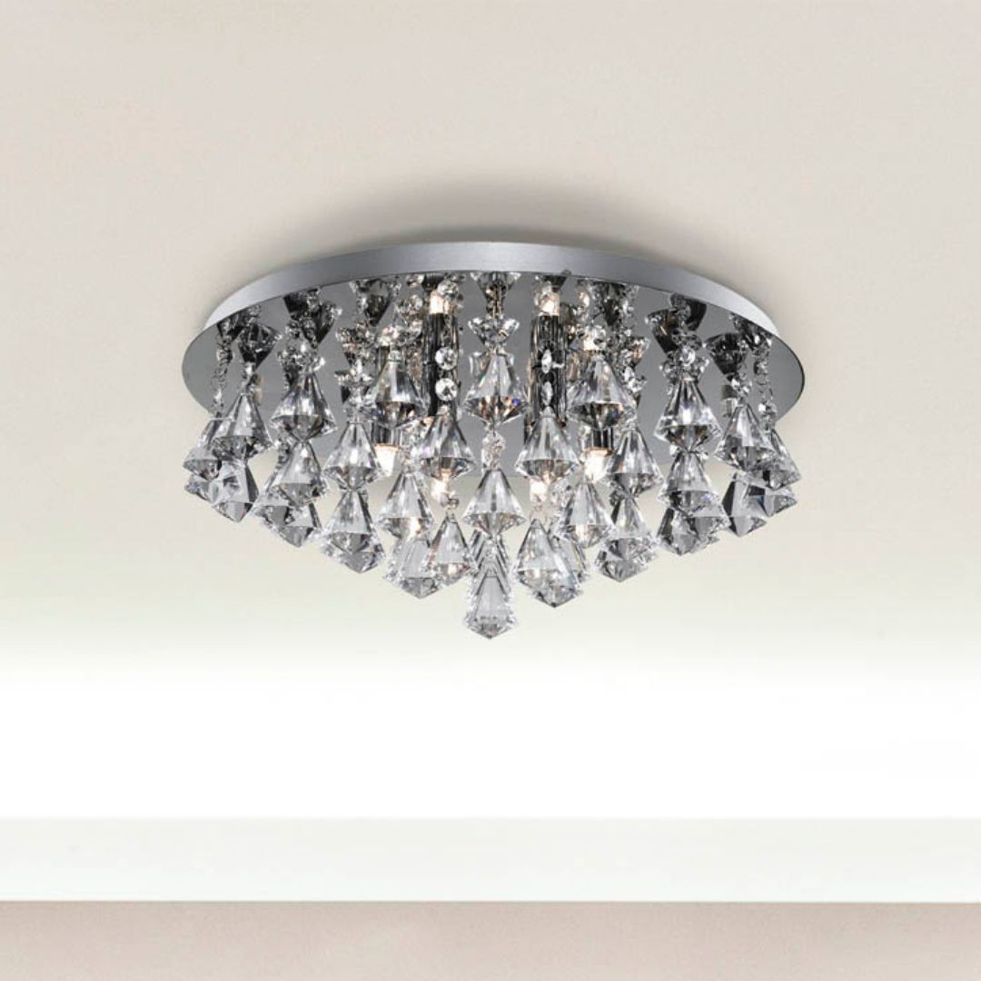 Hanna 8 Light Chrome & Crystal Flush Ceiling Light