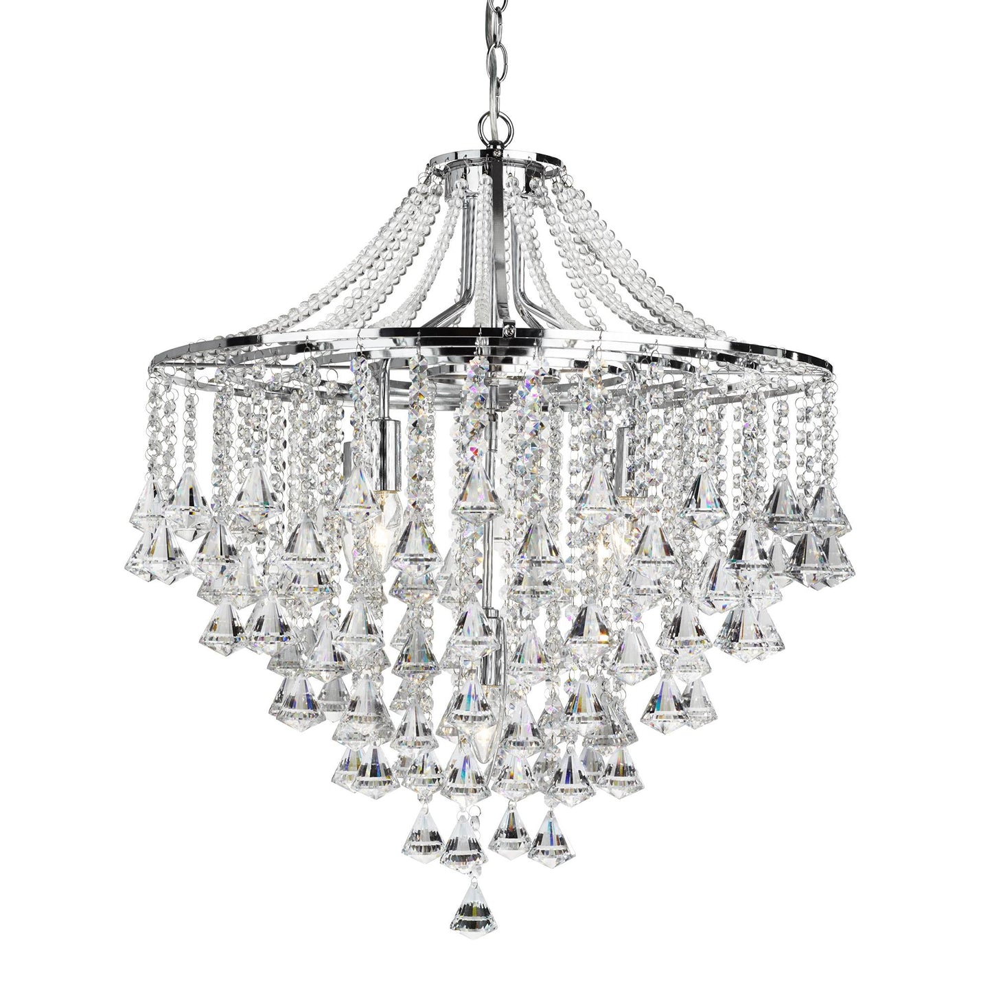 Dorchester Polished Chrome and Crystal 5 Light Ceiling Light